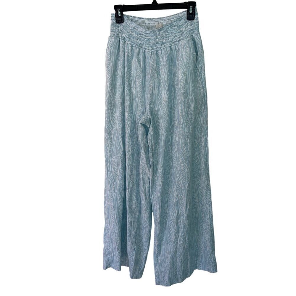 Joie Womens Pants Size Large White Wide Leg Elastic Waist Pockets Linen New